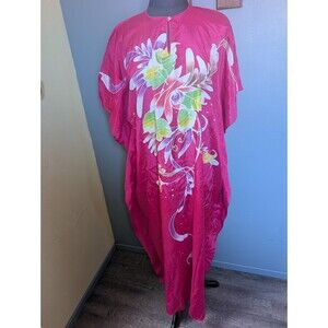 Vintage Kaftan Dress: Pink Floral Maxi Dress